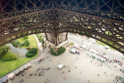 Eiffel tour in Paris, France, fisheye lens, sightseeing touristic attraction, Paris on the 04.08.2017
