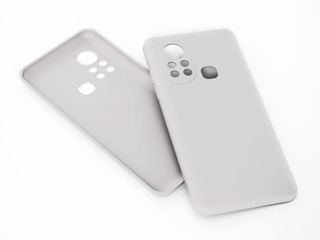 Silicone smartphone covers isolated on white background. 3D illustration.