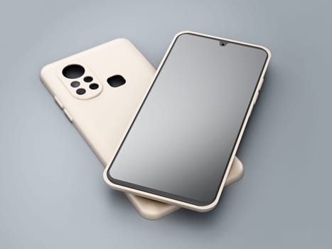Silicone smartphone covers isolated on gray background. 3D illustration.