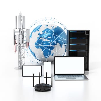 Global network concept. 3D illustration.