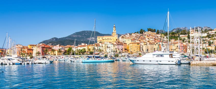 Menton, France - circa August 2021: view of the French Riviera, named the Coast Azur, located in the South of France.