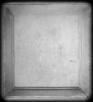 Background blank of grey wooden frame. Old silver frame with empty grunge canvas for your text, photo, image. beautiful vintage background