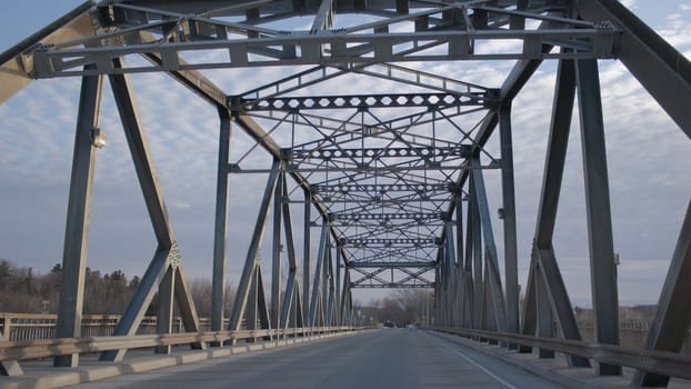 steel bridge structure metal construction street in Bromptonville Sherbrooke city Quebec Canada