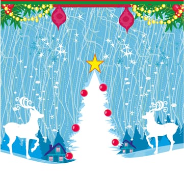 Abstract Christmas card with reindeer