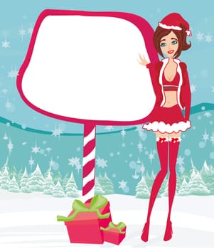 beautiful pin-up girl in Christmas inspired costume