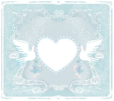 romantic card with love birds - Wedding Invitation