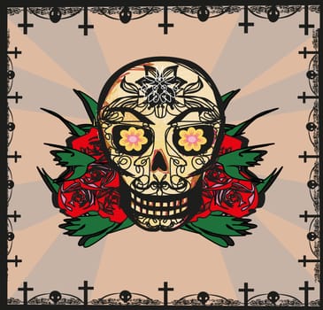 card with mexican skull