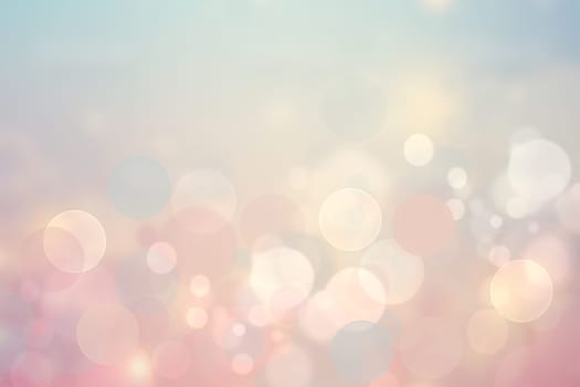 Abstract blurred fresh vivid spring summer light delicate pastel blue pink white yellow bokeh background texture with bright circular soft color lights. Beautiful backdrop illustration.