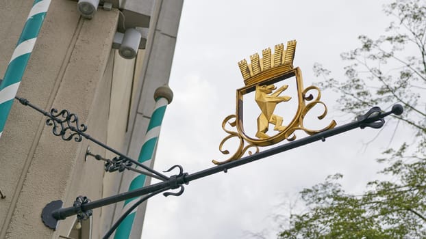 Coat of arms of the city of Berlin on a building in the Nikolaiviertel in Berlin