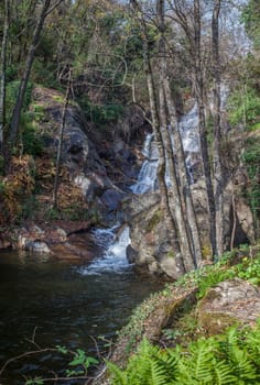 Nogaleas Ravine Waterfalls. Navaconcejo, Caceres, Extremadura, Spain