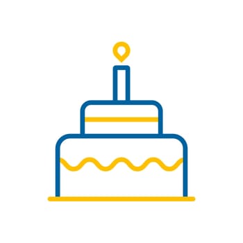 Birthday cake vector isolated icon. Graph symbol for children and newborn babies web site and apps design, logo, app, UI