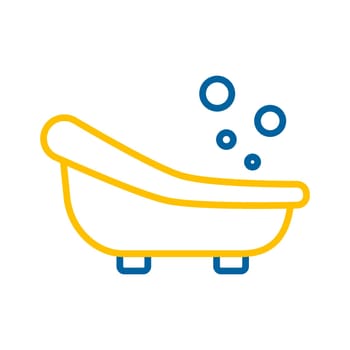 Cute litte baby bath isolated vector icon. Graph symbol for children and newborn babies web site and apps design, logo, app, UI