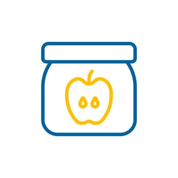 Jar of baby food with apple puree vector icon. Graph symbol for children and newborn babies web site and apps design, logo, app, UI