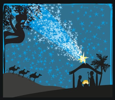 Birth of Jesus in Bethlehem - abstract card