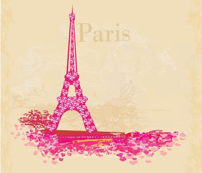 Vintage retro Eiffel tower abstract card