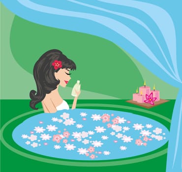 Pretty girl enjoying elegant spa