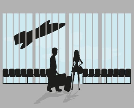 Couple on airport