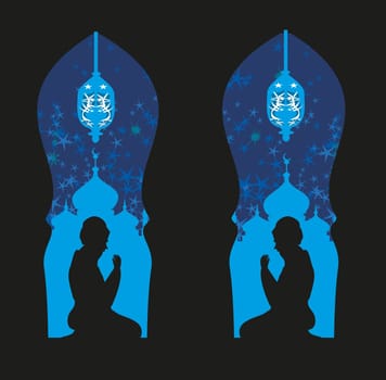 Abstract religious card - muslim man praying