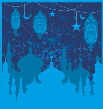 Ramadan background - mosque illustration card