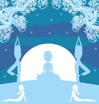 Woman in a traditional yoga pose - Abstract card