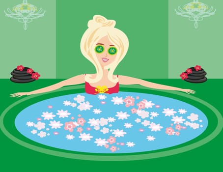 Pretty girl enjoying elegant spa