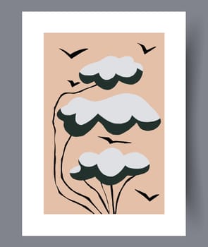 Scandinavian abstract vector print. Minimalistic abstract wall art background for print. Scandinavian vector style.