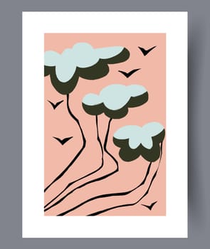 Scandinavian abstract vector print. Minimalistic abstract wall art background for print. Scandinavian vector style.