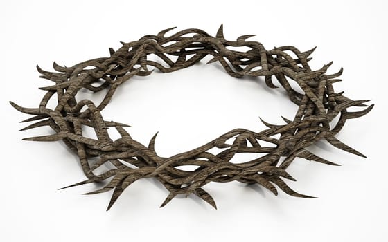 Crown of thorns isolated on white background. 3D illustration.