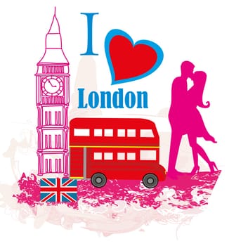Romantic couple in London card