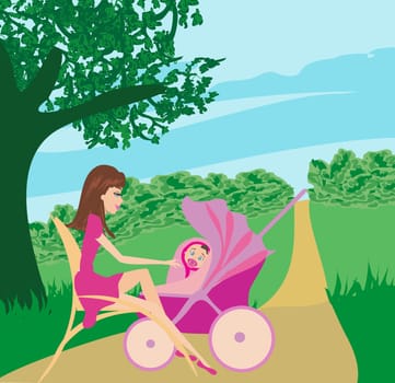 Mother and daughter in the park