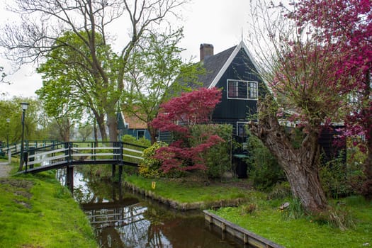 Traditional House in the Historic Village of Zaanse Schans on the Zaan River in the Netherlands