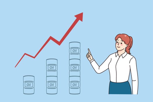 Businesswoman show oil and gas prices rise