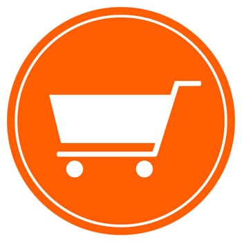 Round red Button with white Trolley icon - Shop