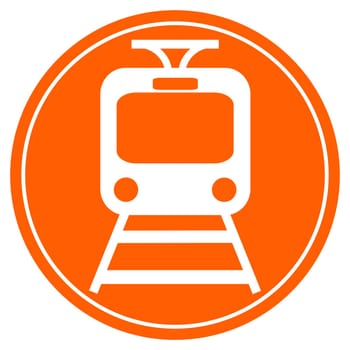 Round red Button with white Train icon - Public Transport