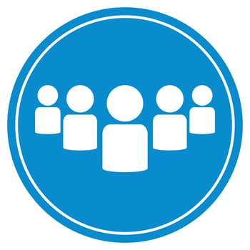 Round blue Button with white Group icon - Team