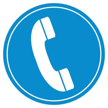 Round blue Button with white Telephone icon - Hotline