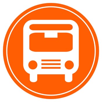 Round red Button with white Bus icon - Public Transport