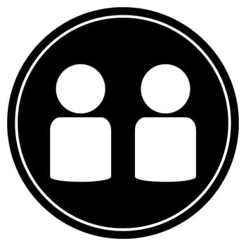 Round black Button with white icon - Two persons