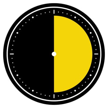 Round black Clock icon showing 30 Seconds, 30 Minutes or 6 Hours