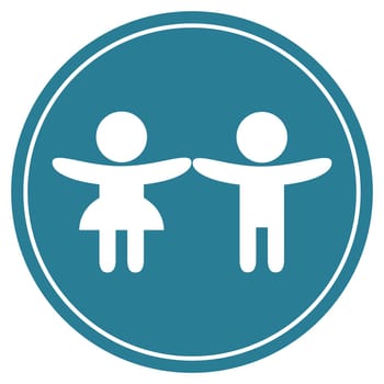 Round blue Button with white Kids icon - Children