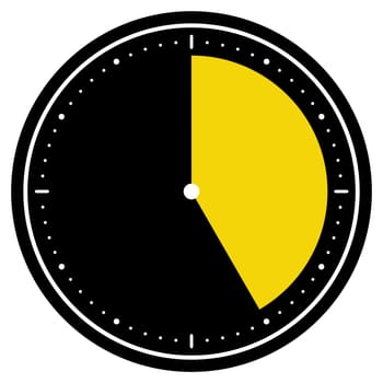 Round black Clock icon showing 25 Seconds, 25 Minutes or 5 Hours