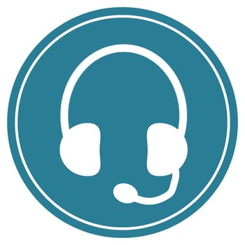 Round blue Button with white Headset icon - Hotline