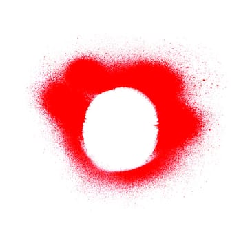Dirty red graffiti circle on white background