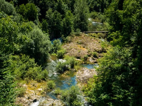 Dobra river canyon abyss view, Ogulin, landscape of central Croatia