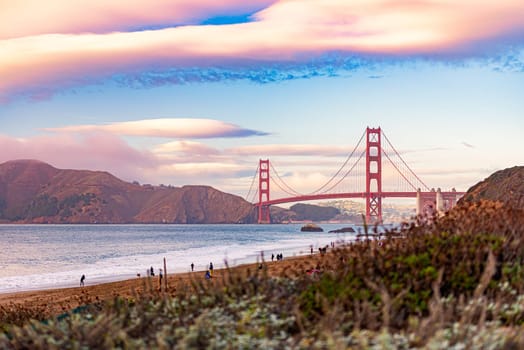 Golden gate bridge in bay of San Francisco, California, USA