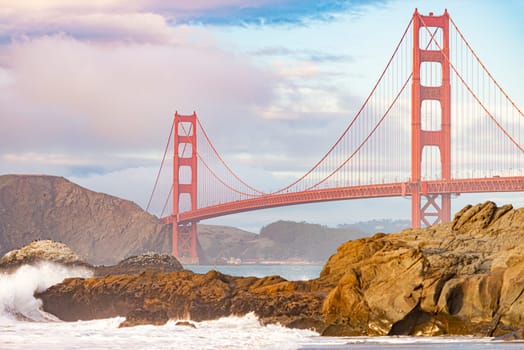 Golden gate bridge in bay of San Francisco, California, USA
