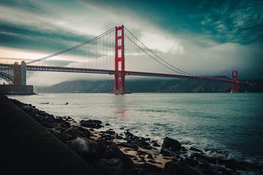 Golden gate bridge in bay of San Francisco, California, USA