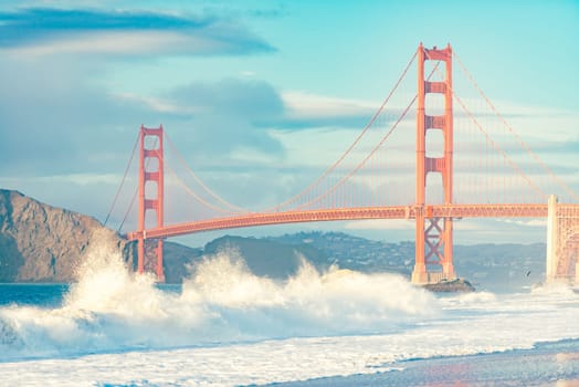 Golden gate bridge in bay of San Francisco, California, USA
