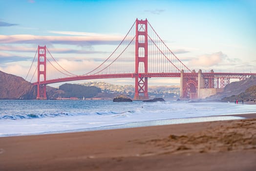Golden gate bridge in bay of San Francisco, California, USA