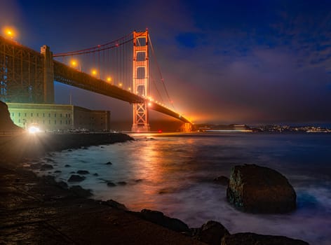 Golden gate bridge in bay of San Francisco, California, USA